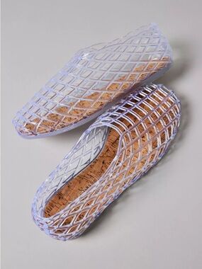 Coconuts by Matisse Marlow Jelly Flats Clear Lattice Cork Slip On 8 NWOB